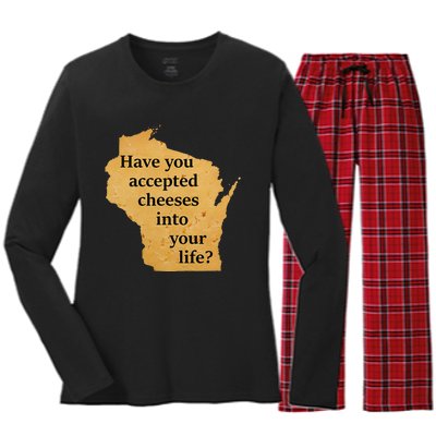 Wisconsin Cheese Pun Women's Long Sleeve Flannel Pajama Set 