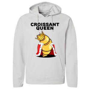 Womens Croissant Queen Home Baking French Croissant Performance Fleece Hoodie