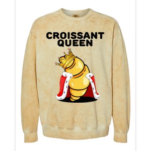 Womens Croissant Queen Home Baking French Croissant Colorblast Crewneck Sweatshirt