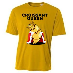 Womens Croissant Queen Home Baking French Croissant Cooling Performance Crew T-Shirt