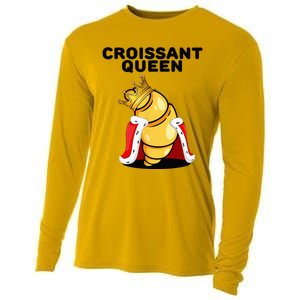 Womens Croissant Queen Home Baking French Croissant Cooling Performance Long Sleeve Crew