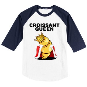 Womens Croissant Queen Home Baking French Croissant Baseball Sleeve Shirt