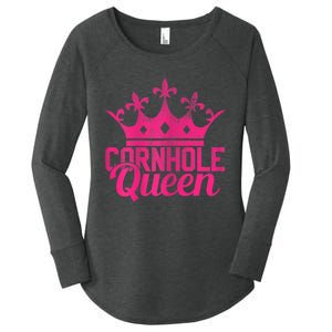 Womens Cornhole Queen Corn Hole Funny Women's Perfect Tri Tunic Long Sleeve Shirt