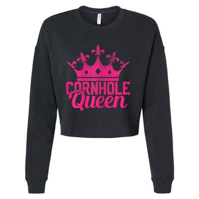 Womens Cornhole Queen Corn Hole Funny Cropped Pullover Crew