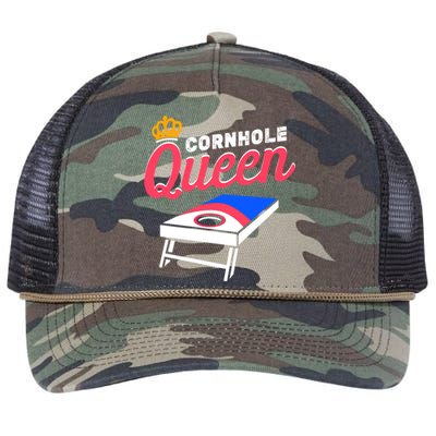 Wos Cornole Queen Gift Game Day Bean Bag Toss Gift Retro Rope Trucker Hat Cap