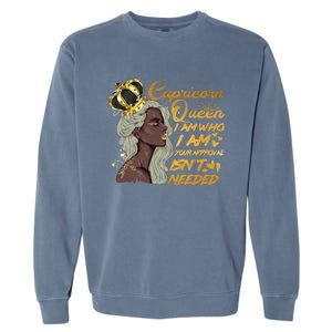 Wo Capricorn Queen Birthday Zodiac Gift Black Gift Garment-Dyed Sweatshirt