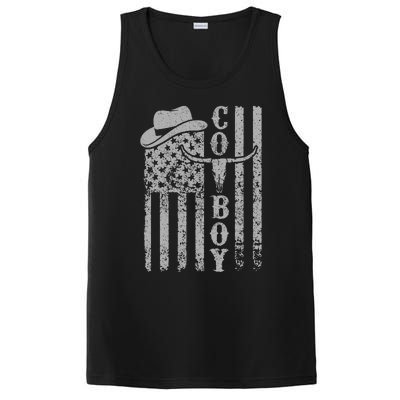 Western Country Rodeo Southern Retro Cowboy PosiCharge Competitor Tank