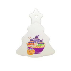 Witch Cats Ra Cute Halloween Japanese Noodles Food Lover Ceramic Tree Ornament