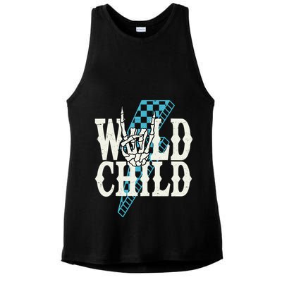 Wild Child Rock And Roll Lightning Bolt Ladies PosiCharge Tri-Blend Wicking Tank