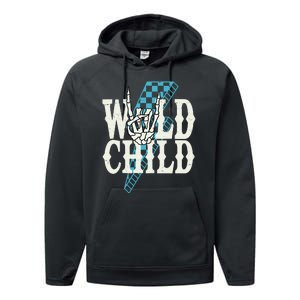 Wild Child Rock And Roll Lightning Bolt Performance Fleece Hoodie