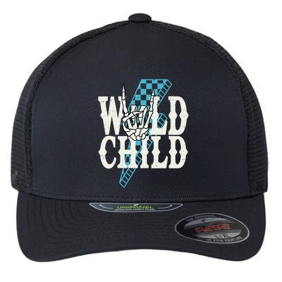 Wild Child Rock And Roll Lightning Bolt Flexfit Unipanel Trucker Cap
