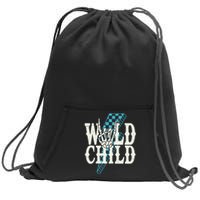 Wild Child Rock And Roll Lightning Bolt Sweatshirt Cinch Pack Bag