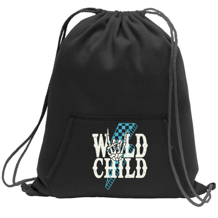 Wild Child Rock And Roll Lightning Bolt Sweatshirt Cinch Pack Bag