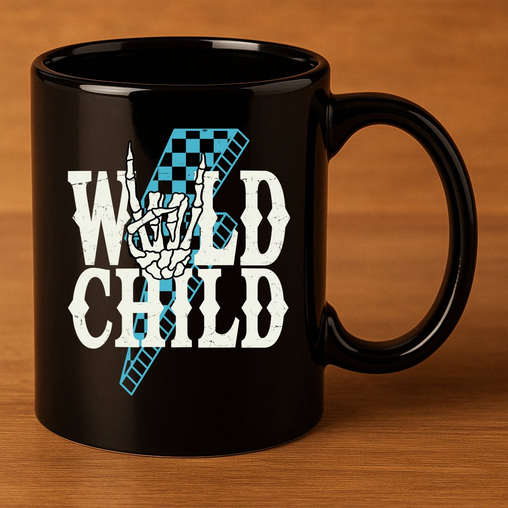 Wild Child Rock And Roll Lightning Bolt 11oz C Handle Ceramic Mug