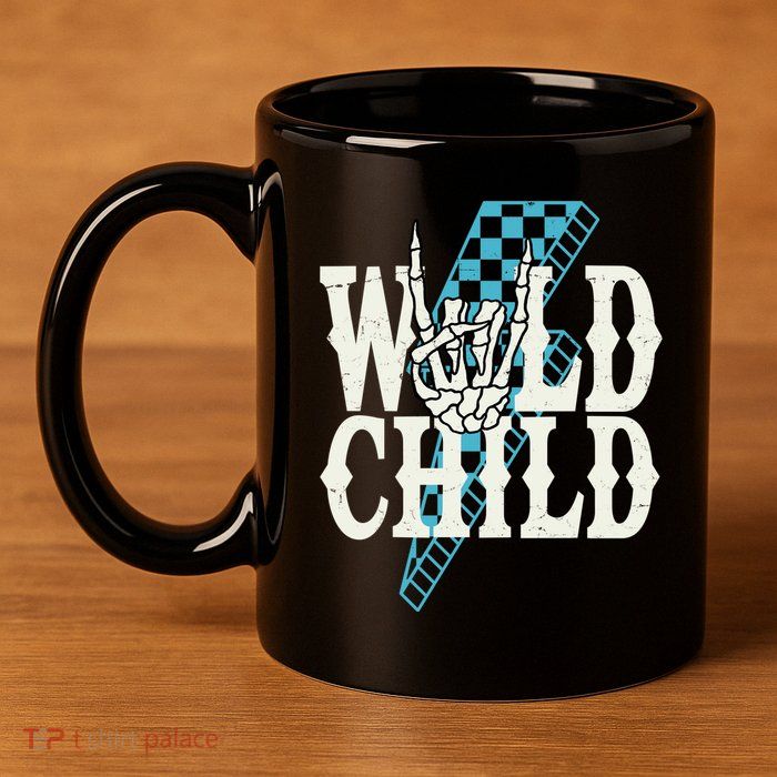 Wild Child Rock And Roll Lightning Bolt 11oz C Handle Ceramic Mug