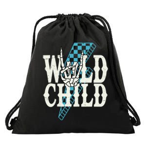 Wild Child Rock And Roll Lightning Bolt Drawstring Bag