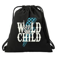 Wild Child Rock And Roll Lightning Bolt Drawstring Bag