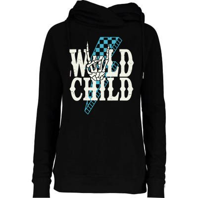 Wild Child Rock And Roll Lightning Bolt Womens Funnel Neck Pullover Hood