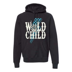 Wild Child Rock And Roll Lightning Bolt Premium Hoodie