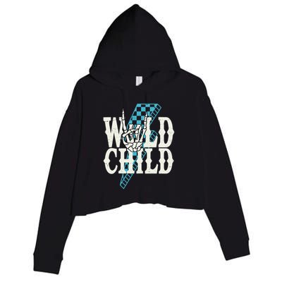 Wild Child Rock And Roll Lightning Bolt Crop Fleece Hoodie