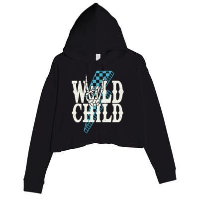 Wild Child Rock And Roll Lightning Bolt Crop Fleece Hoodie