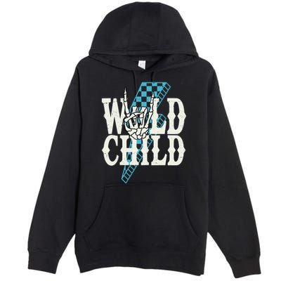 Wild Child Rock And Roll Lightning Bolt Premium Pullover Hoodie