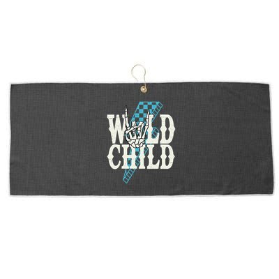 Wild Child Rock And Roll Lightning Bolt Large Microfiber Waffle Golf Towel