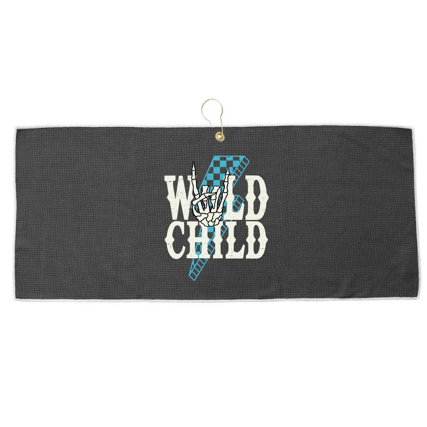Wild Child Rock And Roll Lightning Bolt Large Microfiber Waffle Golf Towel