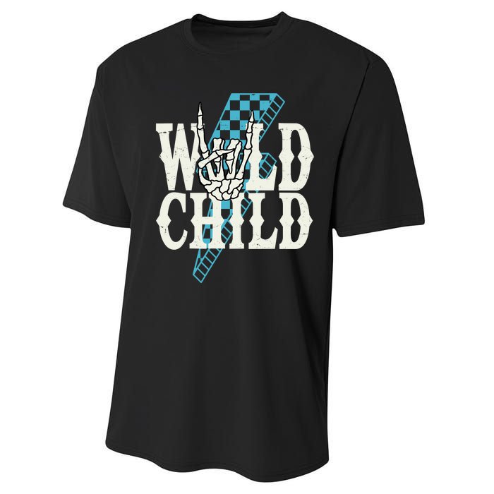 Wild Child Rock And Roll Lightning Bolt Performance Sprint T-Shirt