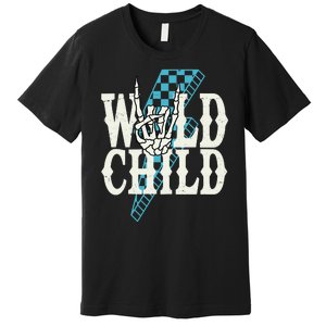 Wild Child Rock And Roll Lightning Bolt Premium T-Shirt