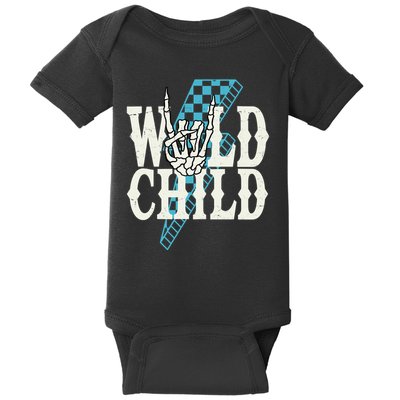 Wild Child Rock And Roll Lightning Bolt Baby Bodysuit