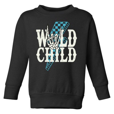 Wild Child Rock And Roll Lightning Bolt Toddler Sweatshirt