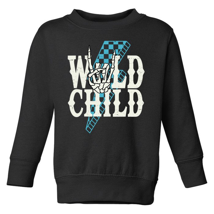 Wild Child Rock And Roll Lightning Bolt Toddler Sweatshirt