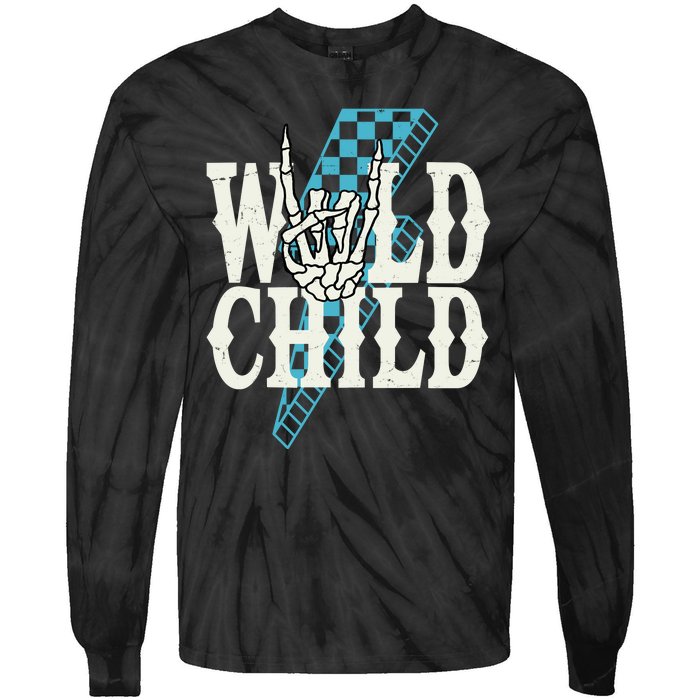 Wild Child Rock And Roll Lightning Bolt Tie-Dye Long Sleeve Shirt