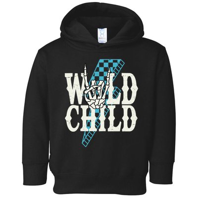 Wild Child Rock And Roll Lightning Bolt Toddler Hoodie