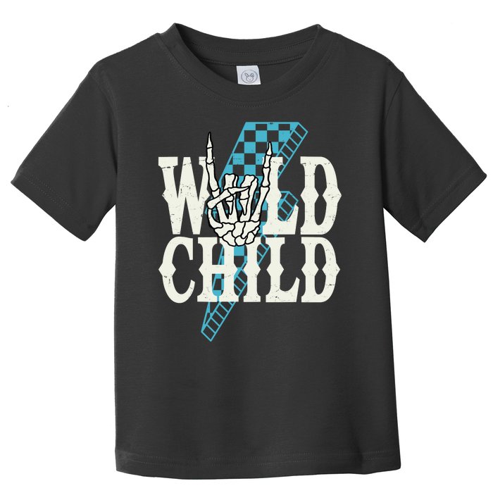 Wild Child Rock And Roll Lightning Bolt Toddler T-Shirt