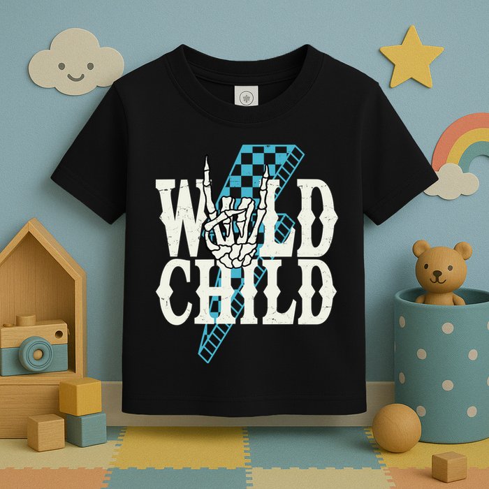 Wild Child Rock And Roll Lightning Bolt Toddler T-Shirt