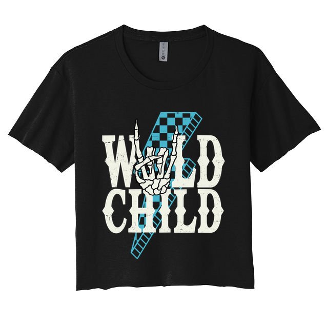 Wild Child Rock And Roll Lightning Bolt Crop Top