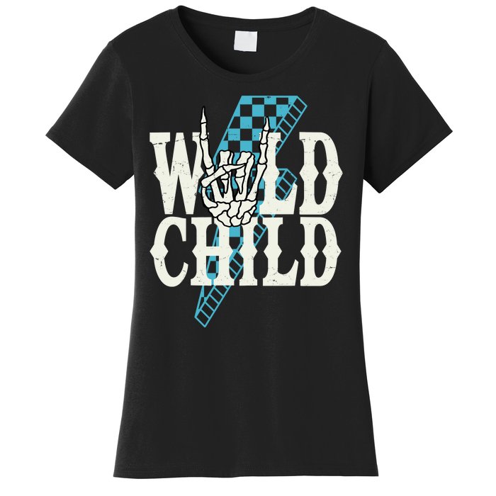 Wild Child Rock And Roll Lightning Bolt Women's T-Shirt