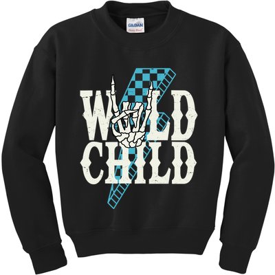 Wild Child Rock And Roll Lightning Bolt Kids Sweatshirt