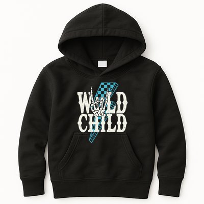 Wild Child Rock And Roll Lightning Bolt Kids Hoodie