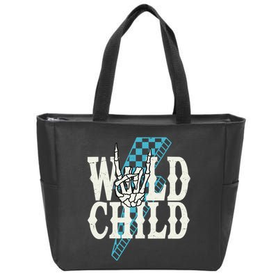 Wild Child Rock And Roll Lightning Bolt Zip Tote Bag