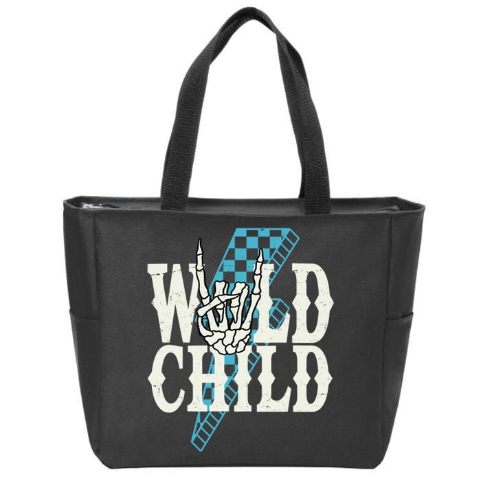 Wild Child Rock And Roll Lightning Bolt Zip Tote Bag