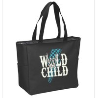 Wild Child Rock And Roll Lightning Bolt Zip Tote Bag
