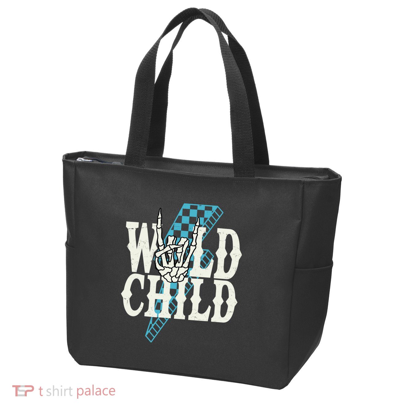 Wild Child Rock And Roll Lightning Bolt Zip Tote Bag