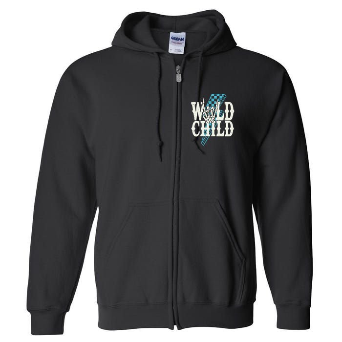 Wild Child Rock And Roll Lightning Bolt Full Zip Hoodie
