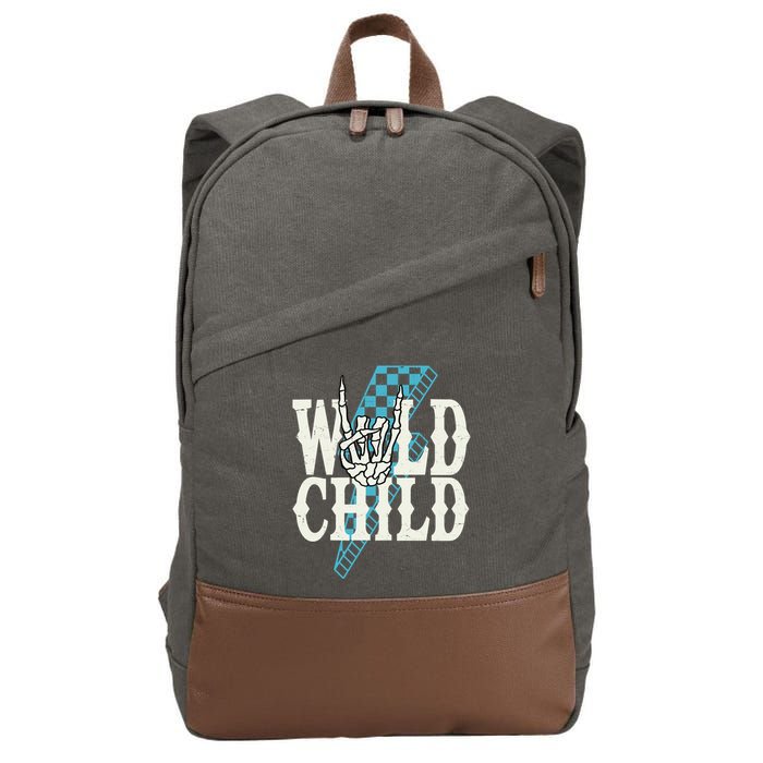 Wild Child Rock And Roll Lightning Bolt Cotton Canvas Backpack