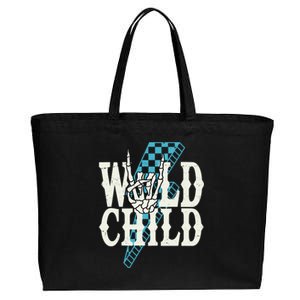 Wild Child Rock And Roll Lightning Bolt Cotton Canvas Jumbo Tote