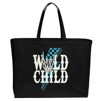 Wild Child Rock And Roll Lightning Bolt Cotton Canvas Jumbo Tote