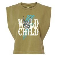 Wild Child Rock And Roll Lightning Bolt Garment-Dyed Women's Muscle Tee